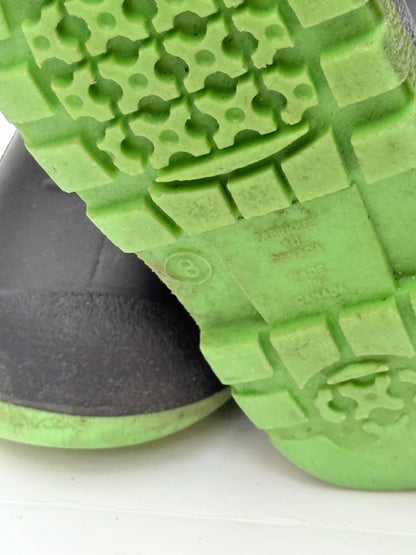 Black Rain Boots with Green Sole Size 8