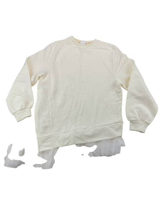 Zara Cream Tulle Hem Sweatshirt Size 10