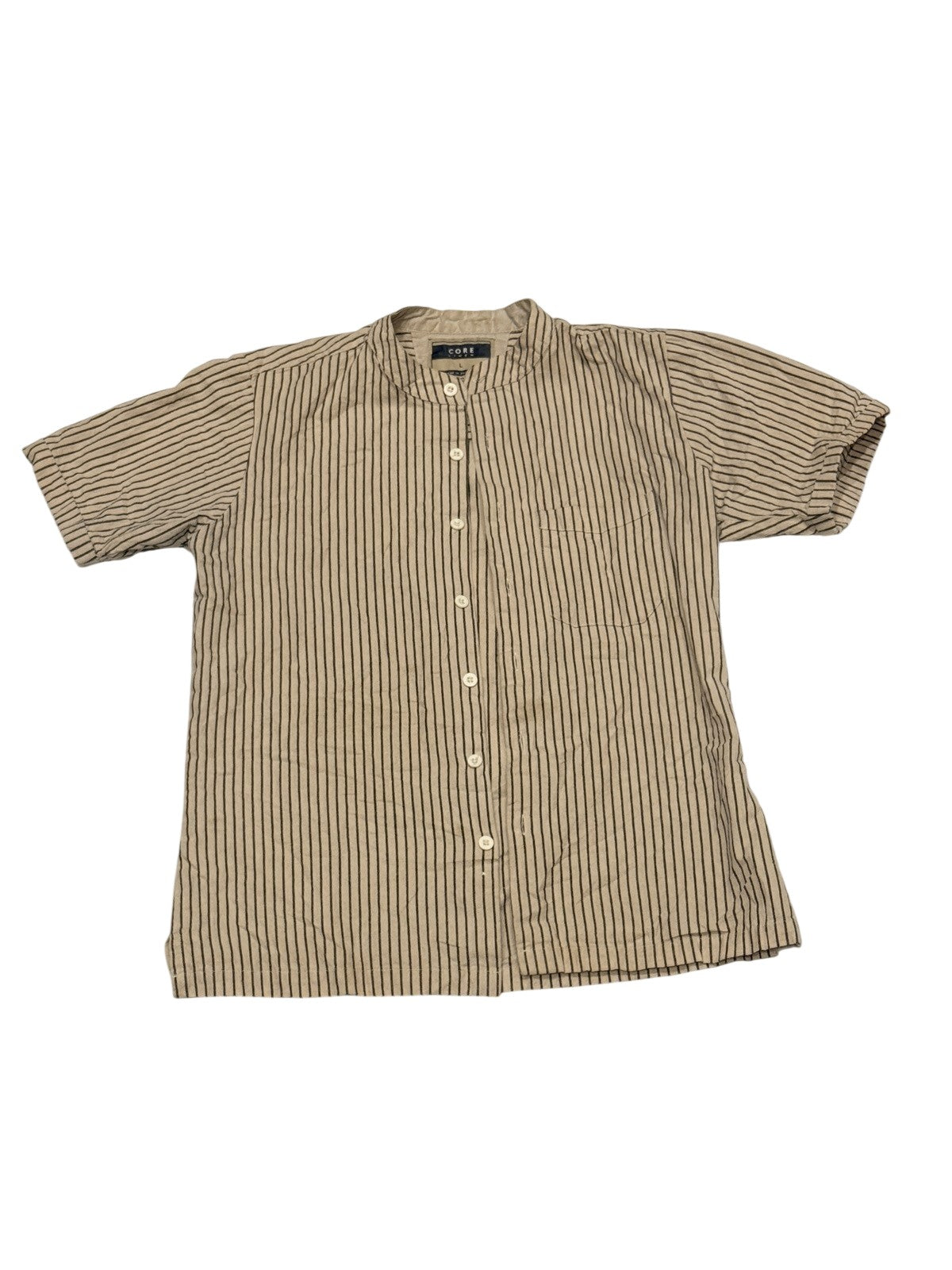 Core Linen Striped Band Collar Shirt Size 11Y