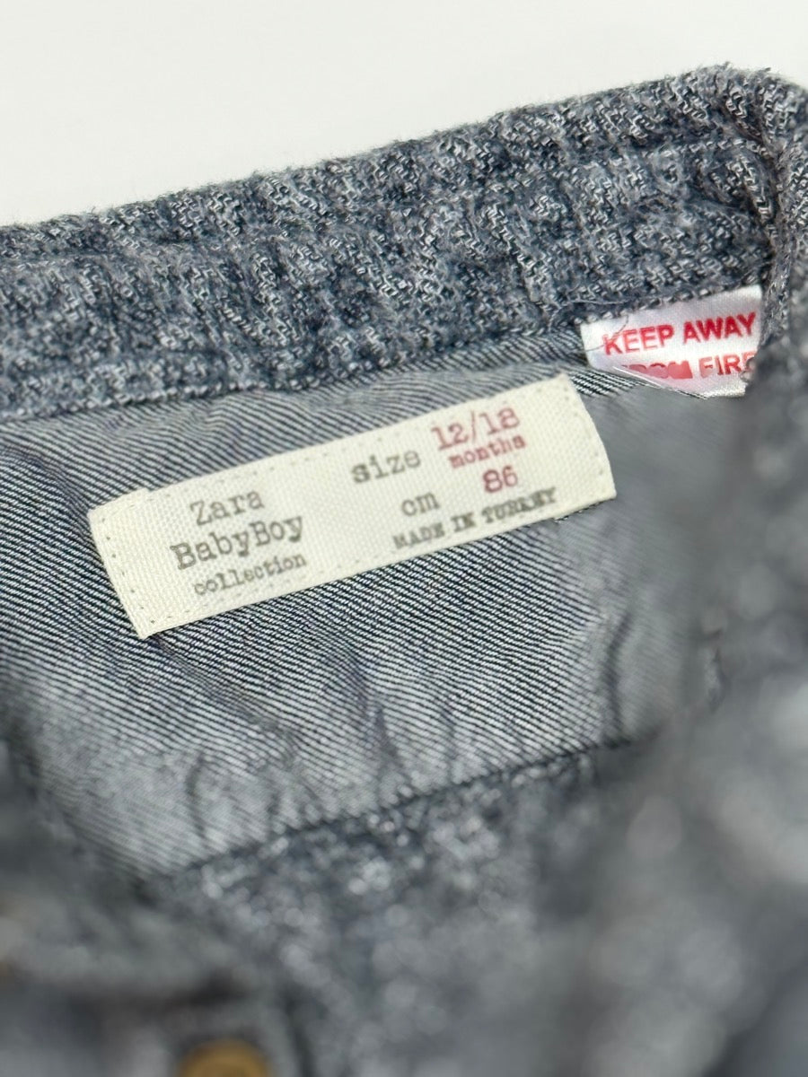 Zara BabyBoy Knit Button-Up Shirt 12/18M