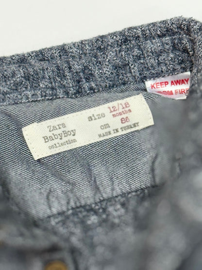 Zara BabyBoy Knit Button-Up Shirt 12/18M