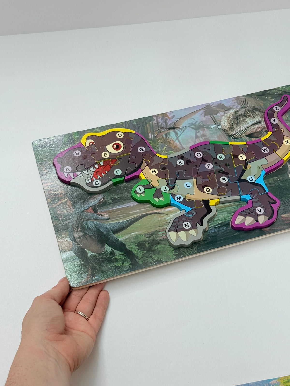 Dinosaur Alphabet Wooden Tray Puzzle 26 Pieces