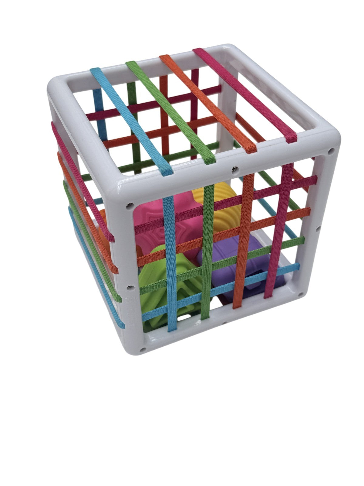 Elastic Band Shape Sorter Sensory Cube Toy