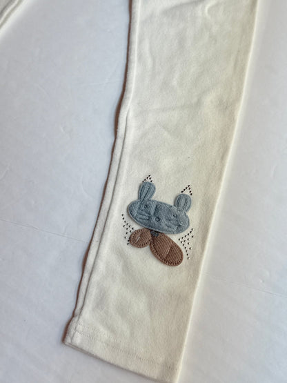 White Bunny Applique Leggings