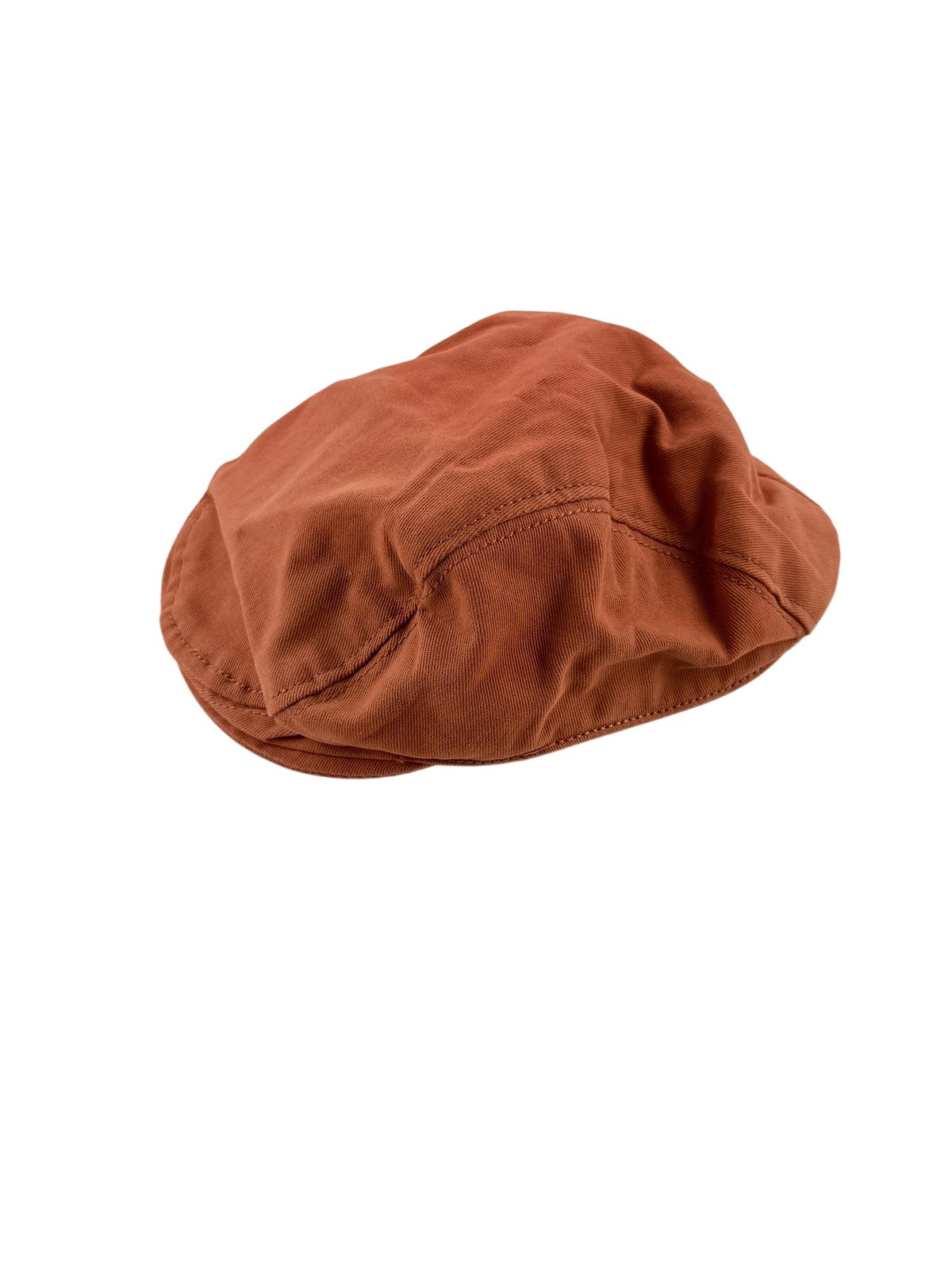 Orange Plaid-Lined Flat Cap Hat 12M