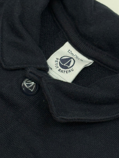 Petit Bateau Navy Snap Romper 12M