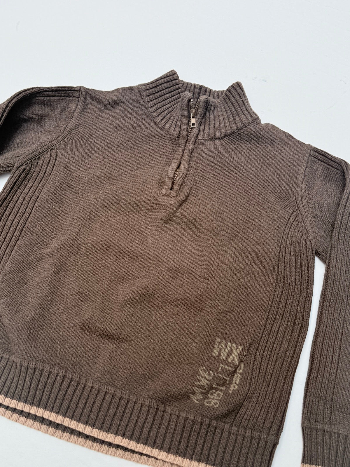 Alphabet Création Brown Quarter-Zip Sweater Size 6