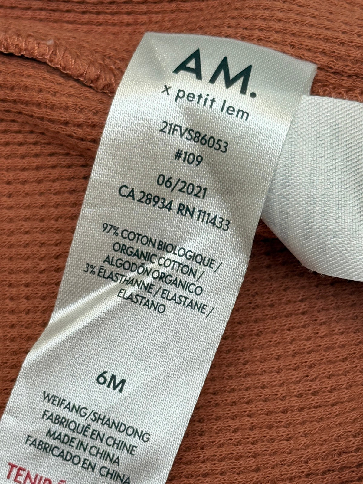 AM x Petit Lem Waffle Romper 6M