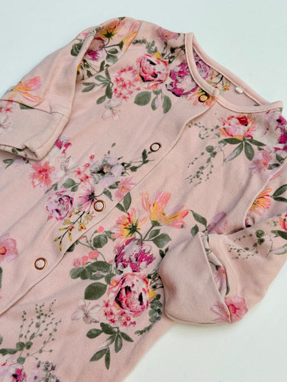 Next Floral Pink Footed Sleeper 0-3m