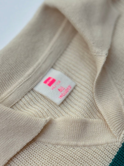 Hema Cream Green Stripe Knit Sweater 3/4Y