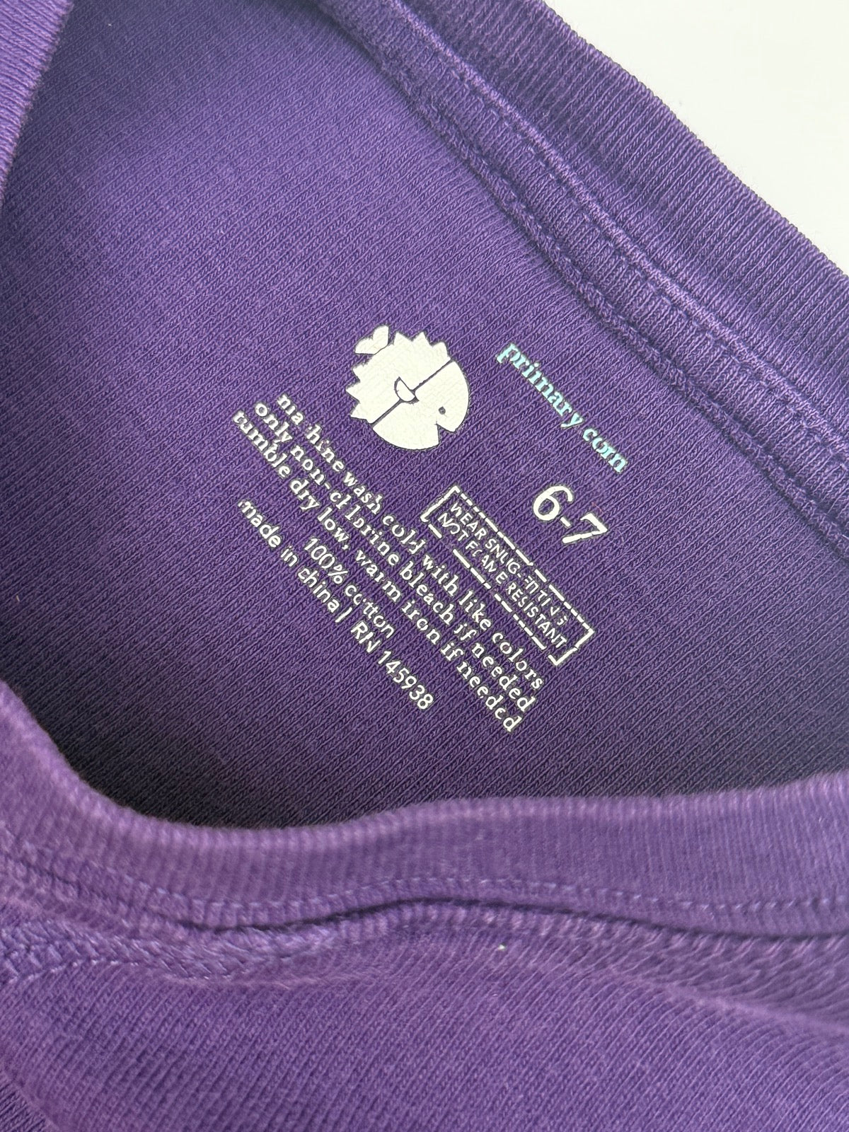 Primary Purple Long Sleeve Tee Size 6-7