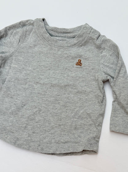 Baby Gap Gray Bear Long Sleeve Top 6-12M