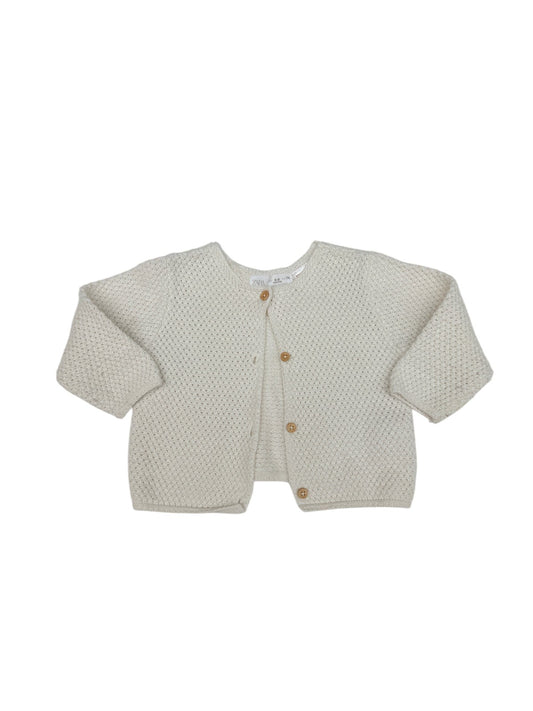 Zara Cream Knit Cardigan 6-9M