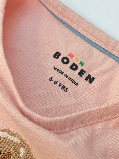 Mini Boden Puppy Embroidered Pink Top 5-6Y