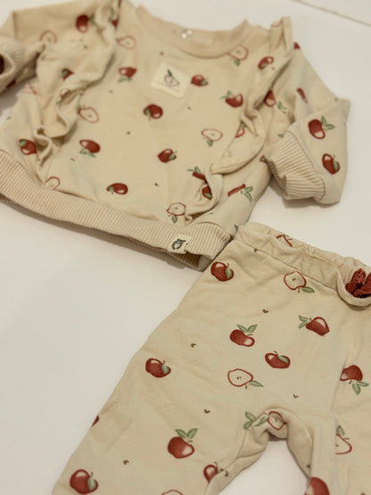 Rabbit + Bear Apple Print Set 3-6M