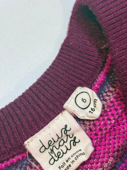 Deux par Deux Purple Fair Isle Sweater Size 6