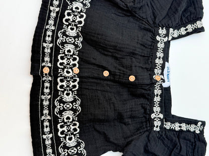Old Navy Embroidered Black Blouse Size 6-7