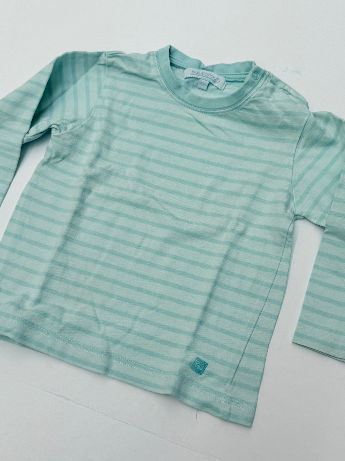 Bout'Chou Mint Striped Long Sleeve T-Shirt 23M