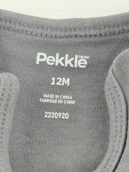 Pekkle Gray Safari Animal Bodysuit 12M