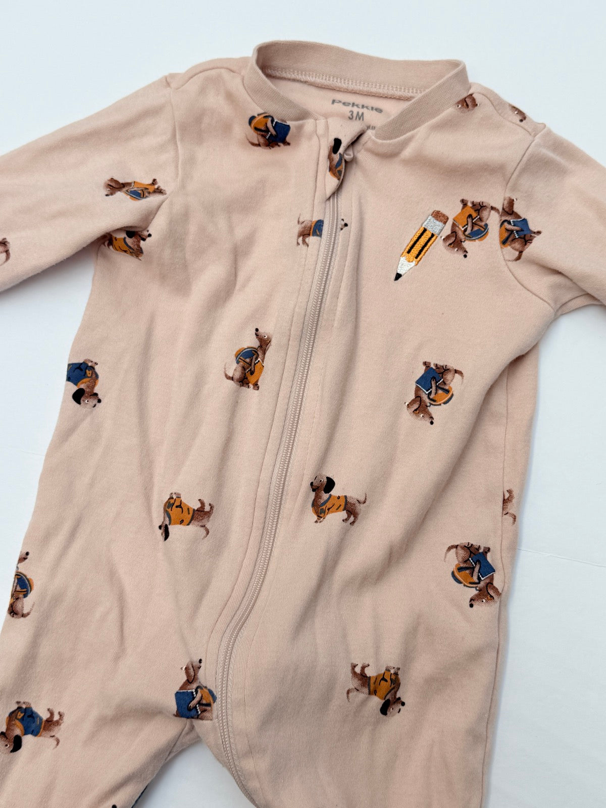 Pekkle Dachshund Print Footed Sleeper 3M