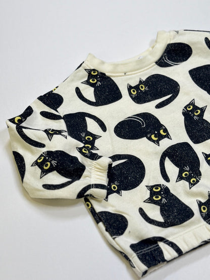 Old Navy Black Cat Print Set 12-18M