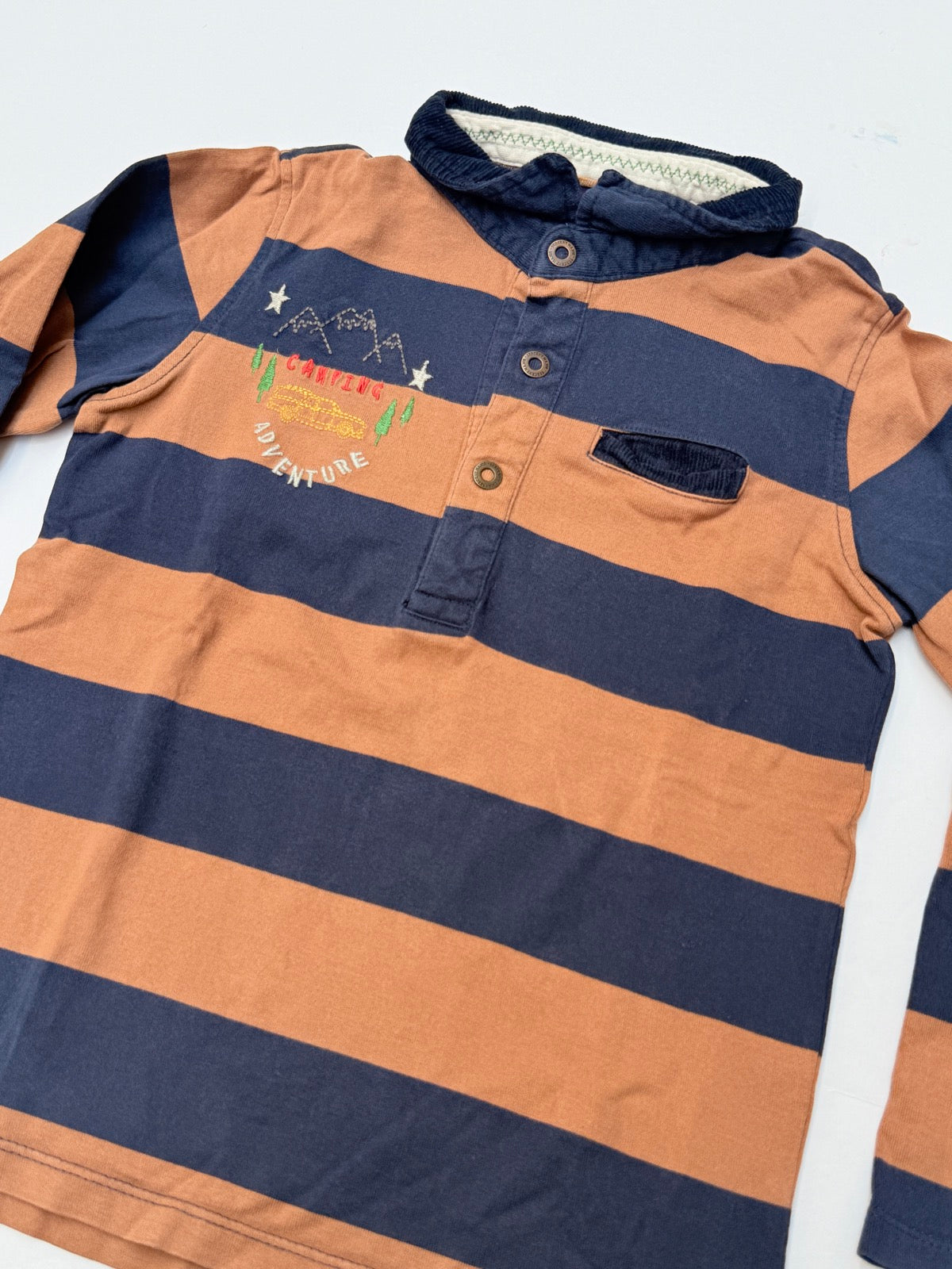 Sergent Major Striped Hooded Henley Shirt Size 7Y