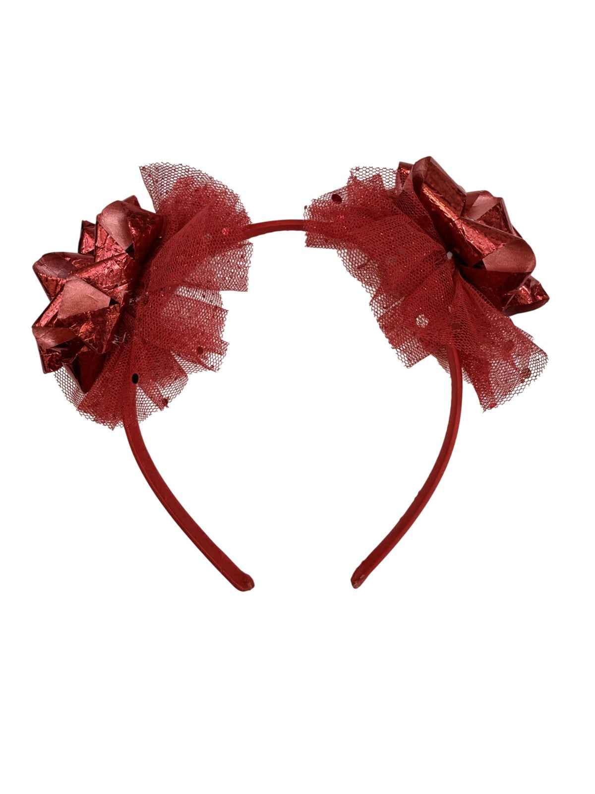 Red Bow Tulle Headband Accessory