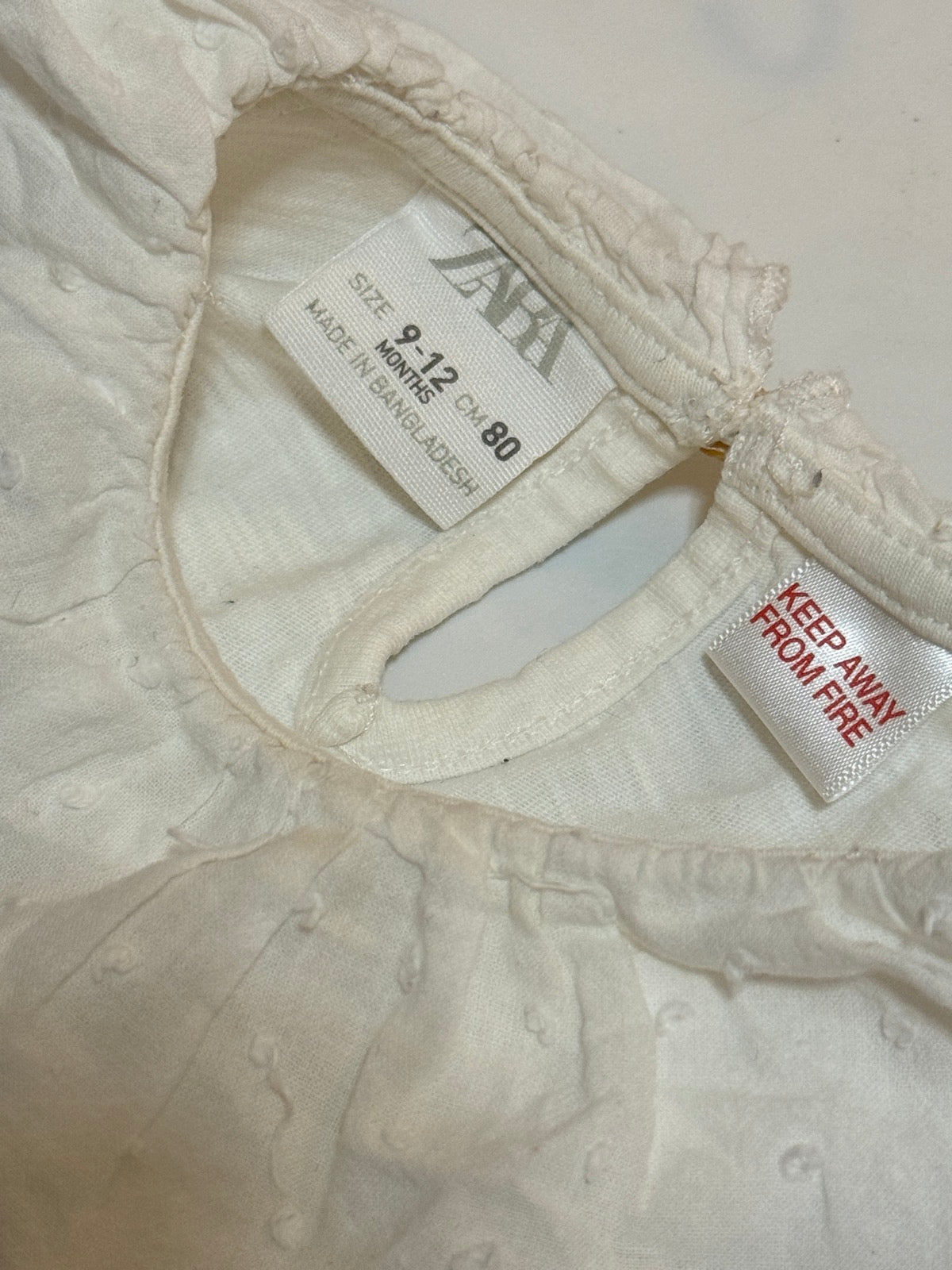 Zara White Ruffle Collar Top 9-12m
