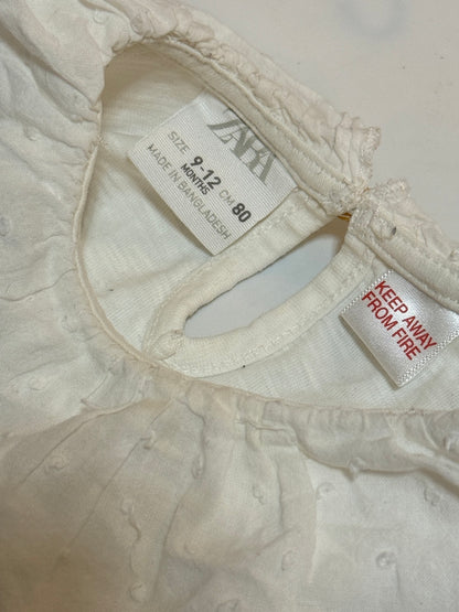 Zara White Ruffle Collar Top 9-12m