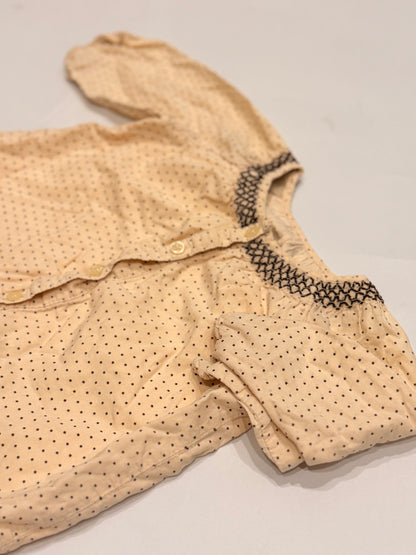 Cream Cotton Star Print Smocked Baby Shirt 12m