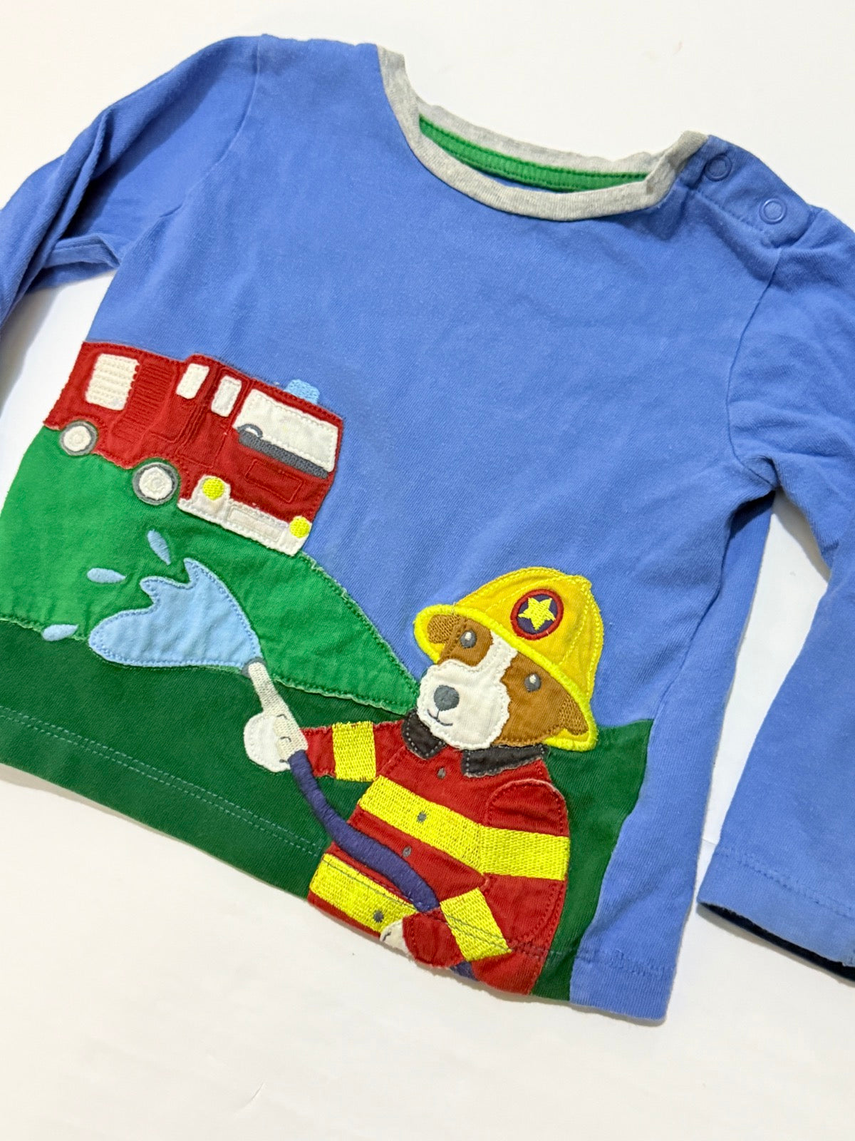 Baby Boden Firefighter Dog Applique T-Shirt 12-18M