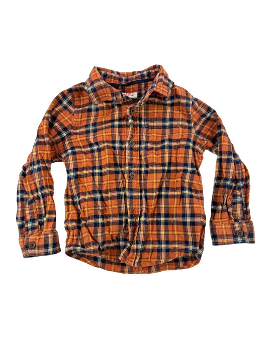 Cat & Jack Orange Plaid Flannel Shirt 3T