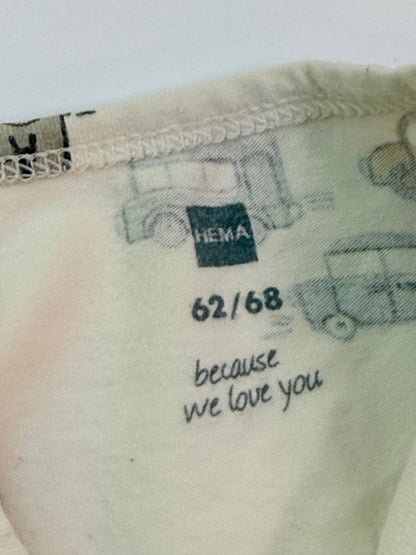 HEMA Vehicles Long Sleeve Baby Bodysuit 62 68
