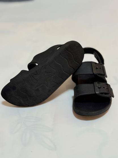 Black Double Buckle Kids Sandal