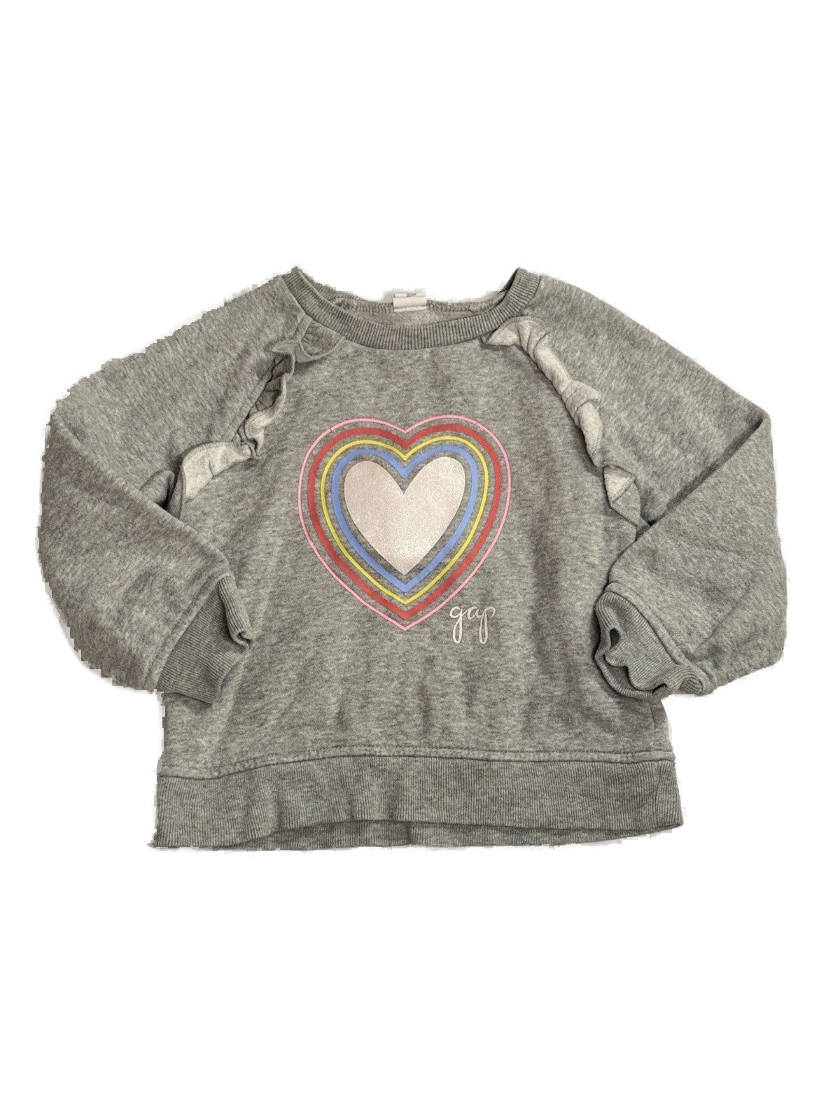 Baby Gap Rainbow Heart Ruffle Sweatshirt 3T