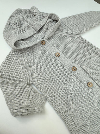 Jamie Kay Gray Knit Bear Romper 3-6M
