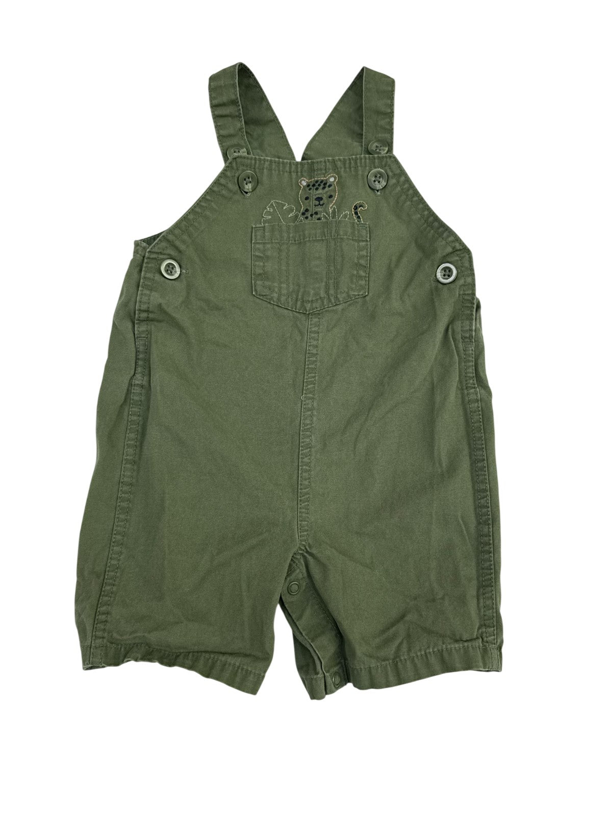 Carter's Green Leopard Shortall Overalls 18m