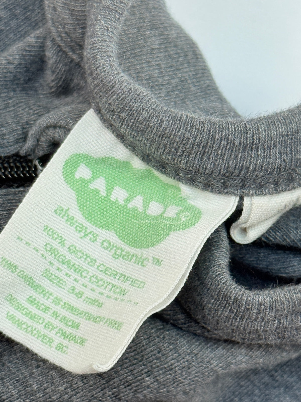 Parade Gray Organic Zip Sleeper 3-6m