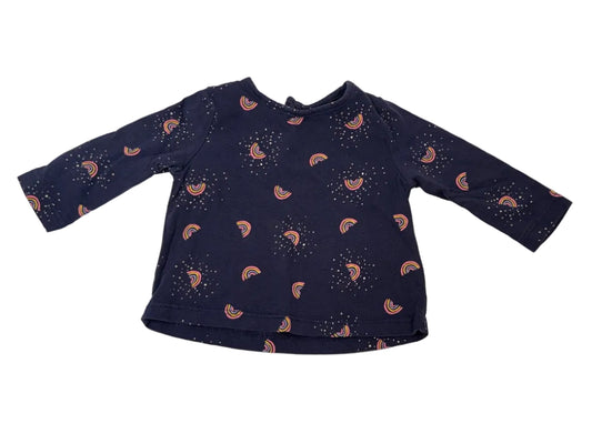 Joe Fresh Navy Rainbow Long Sleeve Top 0-3m