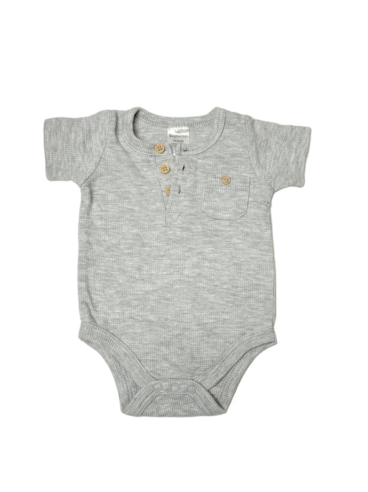 Little Beginnings Short Sleeve Henley Bodysuit, 6–9 Months