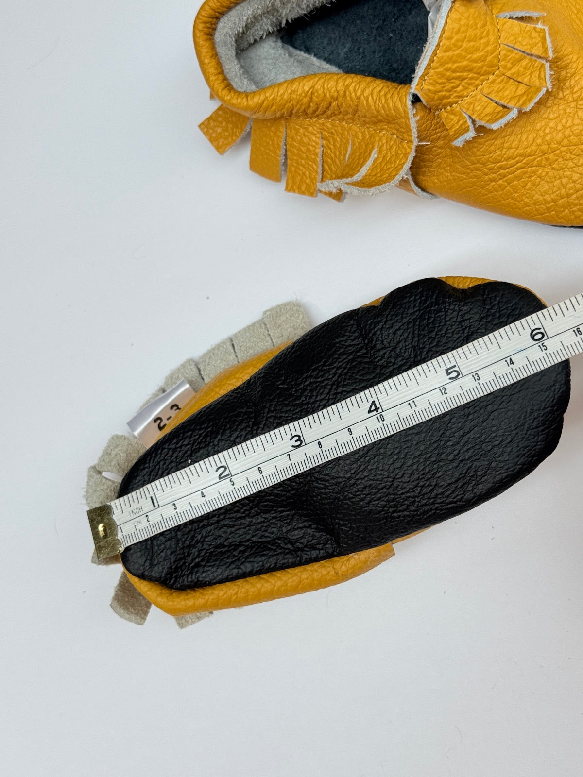 Ebooba Mustard Leather Fringe Moccasins Size 2-3Y