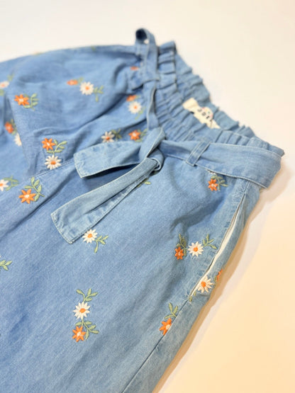 Mini Boden Floral Embroidered Wide Leg Pants 5Y
