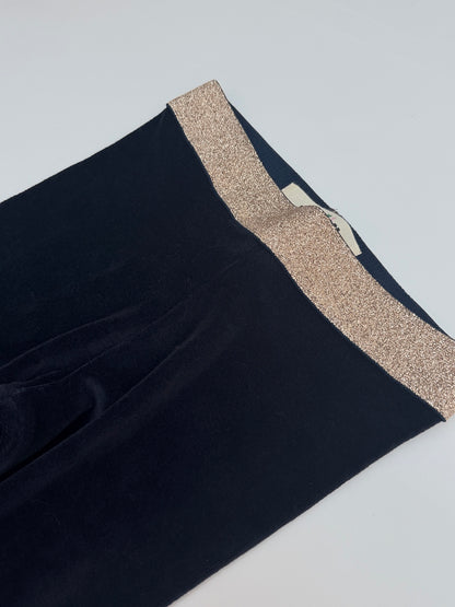 Mini Boden Navy Velvet Gold Waist Leggings 5-6Y