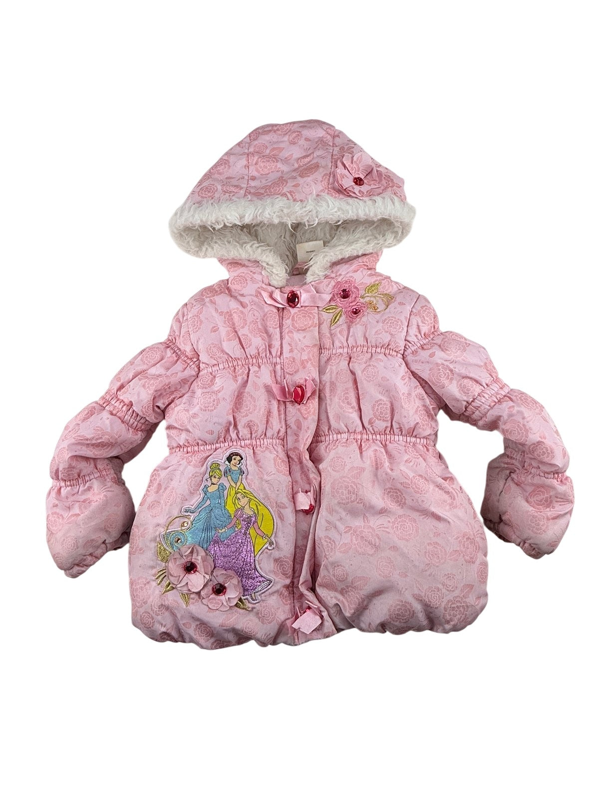 Disney Store Princess Pink Puffer Jacket Size 3T Play Condition