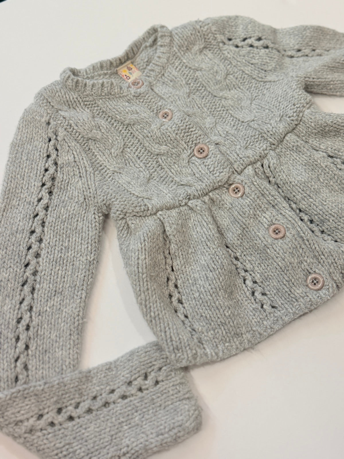 Sweet Ivy Gray Cable Knit Cardigan 3T