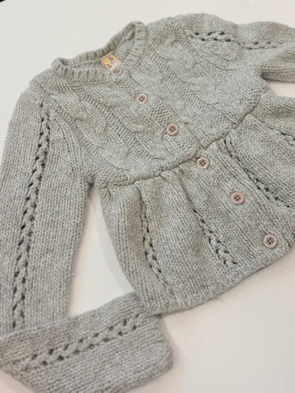 Sweet Ivy Gray Cable Knit Cardigan 3T