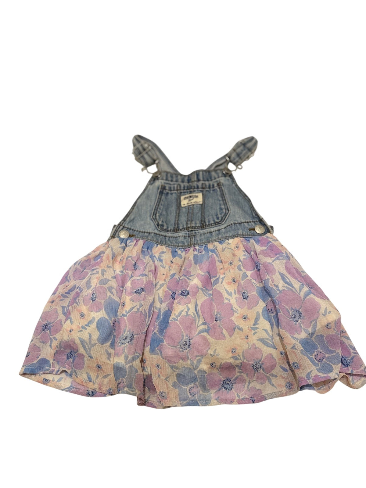 OshKosh B'gosh Denim Floral Overall Dress 3T