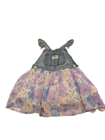 OshKosh B'gosh Denim Floral Overall Dress 3T