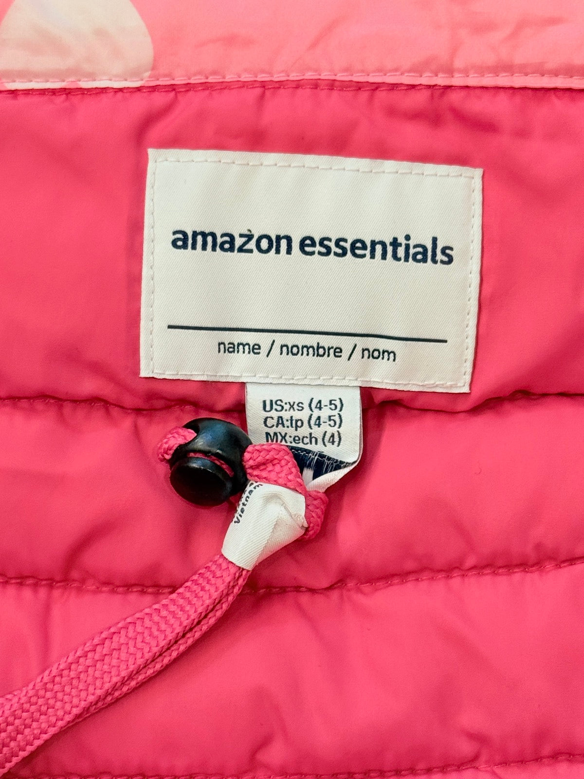 Amazon Essentials Pink Heart Puffer Vest 4-5Y
