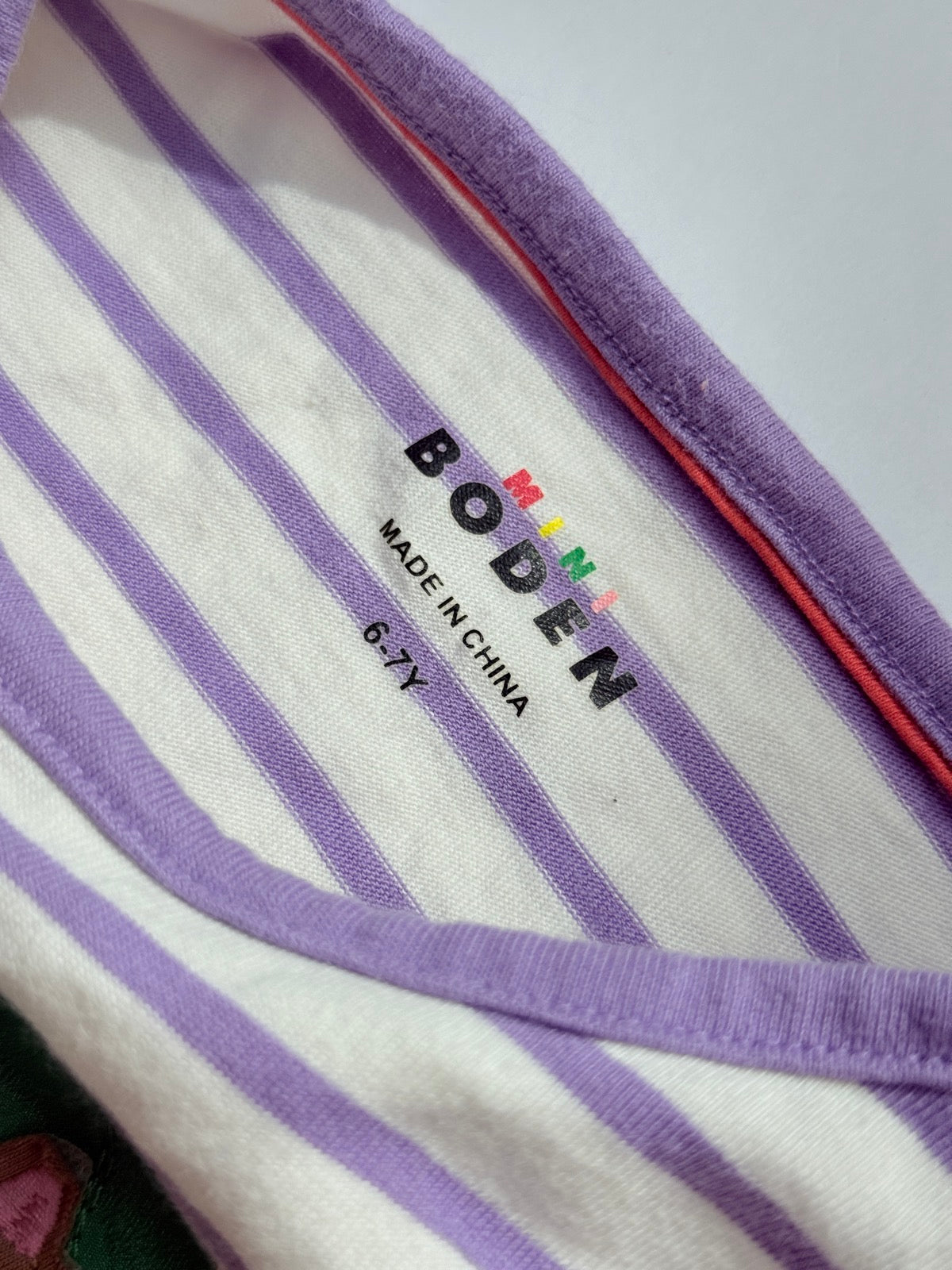 Mini Boden Cat Flower Striped Dress Size 6-7Y